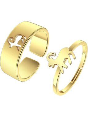 Goat-g 2Pcs Matching Cute Animals Promise Engagement Ring